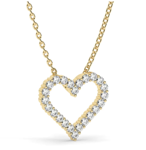 Collar de cadena con colgante de corazón abierto de oro amarillo de 14 quilates con diamantes de laboratorio de grado VS, a la moda, para mujer, ideal para bodas y fiestas. - Product Image 4