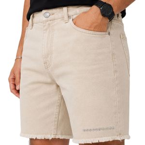 Pantalones Cortos de Mezclilla Beige Personalizados para Hombre, Casuales de Verano, de Algodón, Corte Recto, con Dobladillo sin Rematar, Moda Urbana, Logotipo Personalizado, OEM, Ropa al por Mayor - Product Image 4