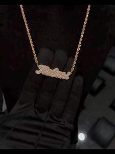 <b>Custom</b> <b>Name</b> Script Pendant <b>Necklace</b> Gold Plated Iced Lab Grown Diamond Personalized Unisex Jewelry for Wedding Party - Product Image 2