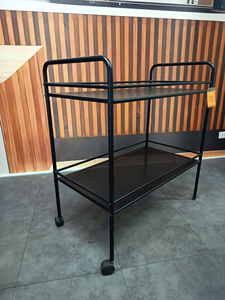 2-Tier Metal Storage Cart With Wheels Industrial Style Kitchen Shelving Unit Portable <b>Rolling</b> <b>Rack</b> Rectangular Design - Product Image 3