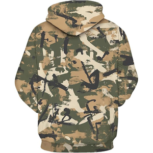 Sudadera con Capucha Camuflada para Hombre, Mezcla de Algodón y Poliéster, Efecto Marmoleado, Capucha con Cordón, Forro Polar, Bolsillos, Estilo Vintage - Product Image 5