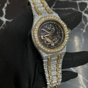 Reloj de Lujo Automático para Hombre, Totalmente Cubierto de Diamantes VVS1, de Acero Inoxidable, con Esqueleto Visible, el Más Vendido al por Mayor - Product Image 3