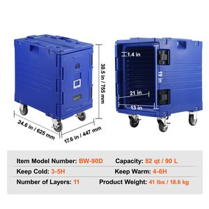 Contenitore Termico per Alimenti da 82 Qt con Chiusura a Fibbia, Caricamento Frontale, Scatola Termica per Catering in LLDPE, Attrezzatura per Ristoranti e Hotel - Product Image 1