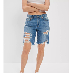 Shorts en jean déchirés taille haute pour femme, style décontracté, en vente - Product Image 3