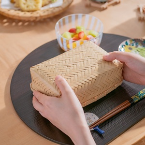 Boîtes de rangement tissées de grande qualité, boîte à bento en bambou durable, boîte à lunch naturelle pour enfants - Product Image 5