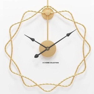 Modern Design Round Gold-Plated Metal Wall <b>Clock</b> Exclusive Style with Black Needles for Living Room <b>Bedroom</b> - Product Image 2