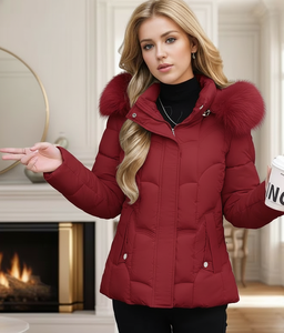 Veste matelassée en nylon durable de qualité supérieure pour homme, vêtements d'extérieur tendance pour l'hiver, capuche amovible, doublure en laine, fourrure noire, imperméable, coupe-vent - Product Image 3