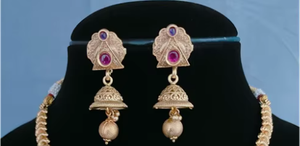 Conjunto de collar dorado antiguo de alta calidad, conjunto de Collar chapado en oro con pendientes para colección de ropa de boda para mujer - Product Image 2
