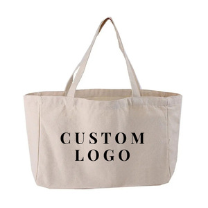 Customized Large Capacity <b>Canvas</b> <b>Tote</b> Bag <b>Canvas</b> Shopping Bag Reusable Organic Cotton Bag With Custom Printed Logo - Product Image 1
