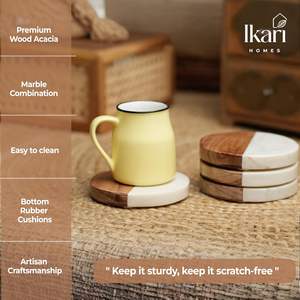 Sous-verres en marbre et bois pour tasses à thé, mugs à café, verres à whisky – Cadeau d'entreprise, anniversaire, luxe durable pour votre maison - Product Image 3