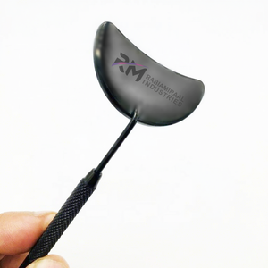 Miroir pour extensions de cils en forme de lune, couleur plasma noire, acier inoxydable, marque privée, miroir simple face - Product Image 5