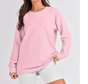 Service OEM Sweat-shirt uni rose à prix avantageux, vente chaude, 100% haute qualité, coupe oversize, molleton épais - Product Image 2