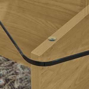 Tavolino da Caffè Quadrato in Stile Mid-Century Modern da 31,5 Pollici, Tavolo Centrale in Legno Antico con Piano in Vetro per Soggiorno - Product Image 4