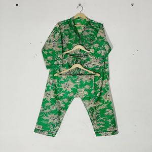 Conjunto de Pijama Floral con Cuello Camisero y Estampado a Mano, Ropa de Dormir de Algodón, Ropa de Dormir y de Estar por Casa de Verano Estilo Bohemio para Mujer, Regalo - Product Image 5