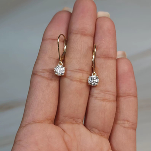 1 Ct 14K Gold Lab Grown Diamond Round Brilliant Cut Dangle Earrings Christian Luxury Fine Jewelry <b>Gift</b> for Women Party - Product Image 1