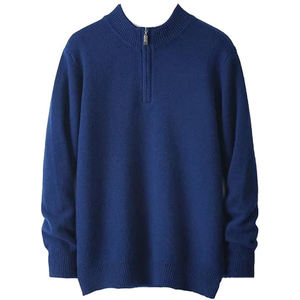 Pull-over sur pied avec fermeture à glissière mi-hauteur pour hommes manteau tricoté pull en laine d'hiver grande taille pull en cachemire à col épais et ras du cou - Product Image 3