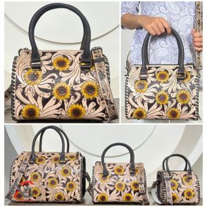 Bolsa de Viaje Profesional de Gran Capacidad, Precio de Fábrica, Bolsa de Cuero Hecha a Mano, Estilo Occidental, Mediana, Tipo Bandolera, para Mujer - Product Image 1