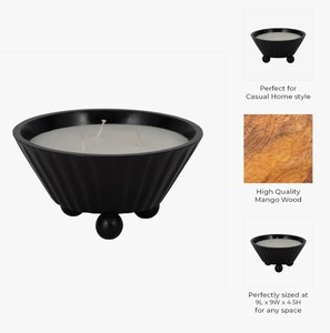 Moderna vela aromática en tazón de madera de mango para mesa de centro, dormitorio y estantería, 9 pulgadas, a precio económico. - Product Image 4