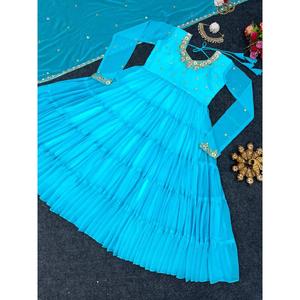 ชุดเดรสทำงานลายดอกจอร์เจียเจ็ตแฟชั่นพร้อมท้องฟ้า Dupatta - Product Image 4