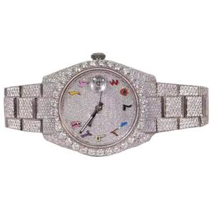 Relojes de Lujo VVS Moissanite Hechos a Mano con Diamantes Completamente Engastados, Estilo Hip Hop, Movimiento Mecánico Automático, Grabado Personalizado en Cristal - Product Image 1