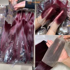 Peluca de cabello humano vietnamita súper crudo con encaje suizo Borgoña parte media estilo de onda recta lista para enviar para mujeres negras - Product Image 2