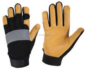 Gant de mécanicien personnalisé en cuir de chèvre Gants du Pakistan Pouce Spandex Dos Barre d'articulation Poignet élastique Gants de sécurité - Product Image 2