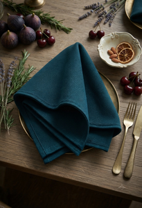 Serviette de table carrée en lin bleu sarcelle tissée à la main 60x60cm, essuie-tout de cuisine jetable à séchage rapide pour mariage et repas - Product Image 5