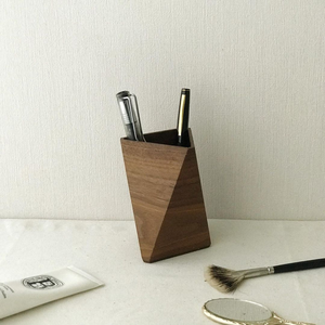 Gifts Black Walnut <b>Solid</b> <b>Wood</b> Art Deco Eco-Friendly Luxury Office <b>Desk</b> Tabletop Vase Pen Holder - Product Image 1
