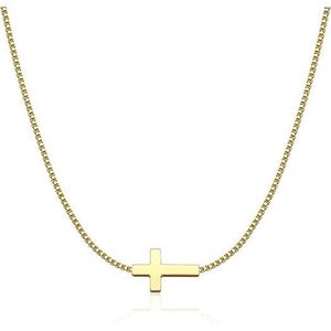 Collana con Ciondolo a Croce Placcato Oro 14K e Argento per Donna, Girocollo Semplice e Trendy con Catena Decorativa - Product Image 1