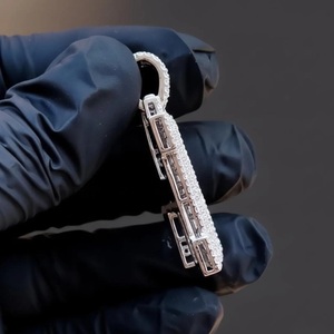 Collar con colgante de letra H con incrustaciones de diamantes baguette, estilo hip hop, inicial, plata 925, llamativo, joyería de estilo personalizado - Product Image 4