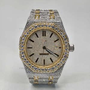 Automatic Stick Numeral VVS Moissanite Mechanical High Quality Stainless Steel <b>Glass</b> 100 Bar Water Resistant Hip Hop Luxury - Product Image 3