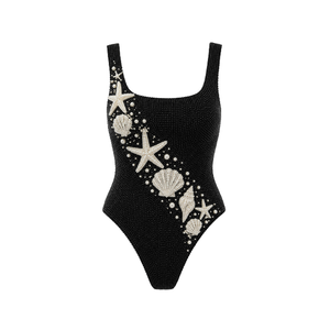 Traje de baño enterizo ajustado con cuentas y diseño de camello, cuello cuadrado, bordado a mano, para mujer - Product Image 2