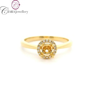 แหวนฮาโลสีทอง18K ทรงศูนย์กลาง0.25CT สีขาว/เหลืองทองแบบคลาสสิกเรียบง่าย AU750สำหรับงานแต่งงานและวันครบรอบ - Product Image 1