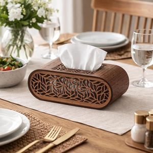 Aqdus Saleem Classic Solid Wood <b>Tissue</b> Box Cover Napkin Stand Recyclable Model Aq145 Made Uttar Pradesh for Office Home - Product Image 1