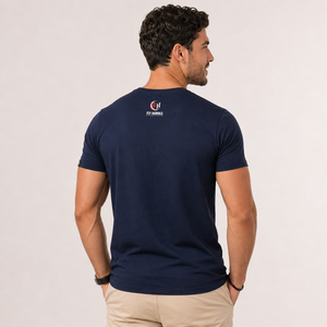 Camiseta de Cuello Redondo para Hombre FLY HUMBLE, Manga Corta, Lisa, Casual, Holgada, Azul Marino, 100% Fibra de Bambú, Transpirable, Antiencogimiento - Product Image 4