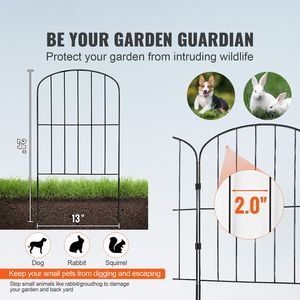 Recinzione Decorativa in Metallo per Giardino, Alta 90 cm, Barriera per Animali 60 cm x 3,35 m, con Spaziatura Punte di 5 cm, Barriera Sotterranea per Animali Domestici - Product Image 2