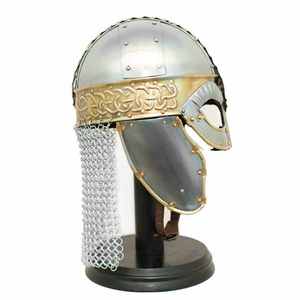 Casco Vikingo Hecho a Mano con Detalles de Malla de Acero, Armadura de Acero Suave, Estilo Guerrero Nórdico Antiguo para Reenactamiento y Exhibición - Product Image 3