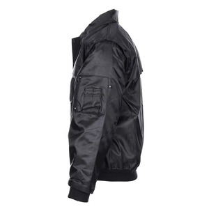 Black Winter Unisex Security Guard Bomber <b>Jacket</b> Coated Casual Stand Front Polyester/Cotton/Nylon Material Liner Zip-off Sleeves - Product Image 5