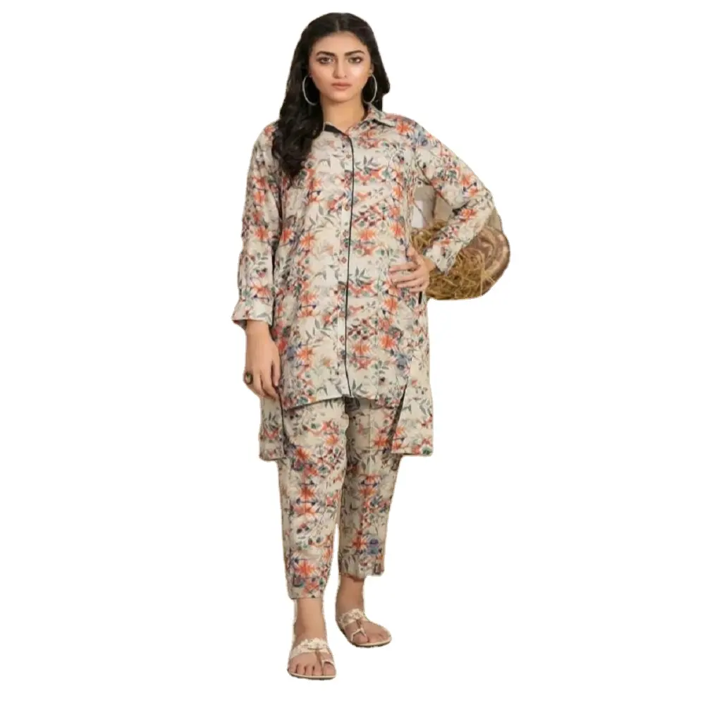 Costumes de Shalwar Kameez du Pakistan et de l'inde sur tissu de lin vêtements formels par Tawakkal Volume casual costumes en lin 2 pièces pour femmes