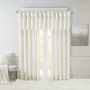 Mantovana in finta seta bianca leggera con perline 50x26 "tende e mantovane - Product Image 3