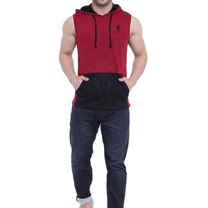 Nouveauté : Sweat à capuche sans manches pour homme, en tissu mélangé coton, avec capuche réglable et poches. - Product Image 6