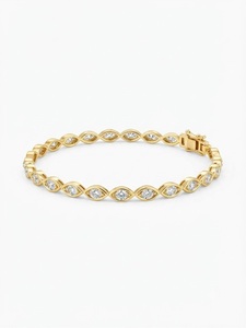 Bijoux de luxe, bracelet tennis en or jaune 14 carats, diamants ronds de 2 mm, 4,5 carats, couleur E, VVS2, diamants cultivés en laboratoire, cadeau de mariage - Product Image 1