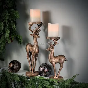 Bougeoir rustique en fer fait à la main, finition dorée de luxe, pour une ambiance chaleureuse à la maison, décoration de Noël pour la maison - Product Image 2