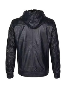 เสื้อแจ็คเก็ตหนังมีฮู้ดสีดำสำหรับผู้ชาย รุ่นคอนคอร์ด - Product Image 2