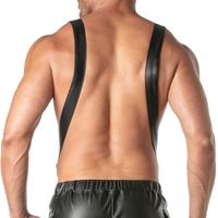 Shorts en cuir pour hommes, taille mi-haute, noir uni, sous-vêtements sexy, tenue de club, coupe extensible