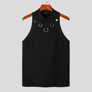 2023 Men Tank <b>Tops</b> Solid Color <b>Turtleneck</b> <b>Sleeveless</b> Knitted Casual Vests Summer Streetwear Fashion Men Clothing INCERUN S-5XL - - Product Image 5