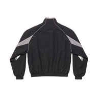 Ensemble de survêtement sportif coupe-vent pour homme, noir, couleurs personnalisables, en polyester tricoté respirant, col montant, pour l'automne, idéal pour le jogging