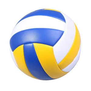 Balón de Voleibol de PU Azul, Blanco y Amarillo, Tamaño Estándar, Cosido a Mano, Balón de Entrenamiento Resistente para Adultos - Product Image 1