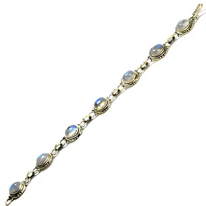 Bracelet élégant en pierre de lune arc-en-ciel, argent sterling 925, fait main en Inde, pour femmes - Product Image 6