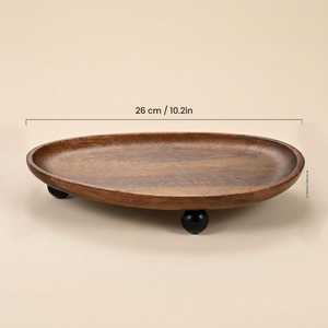 Plateau ovale en bois avec pieds boule, organiseur de bijoux, rangement pour coiffeuse, décoration, ensemble de plateaux décoratifs ovales en bois - Product Image 5